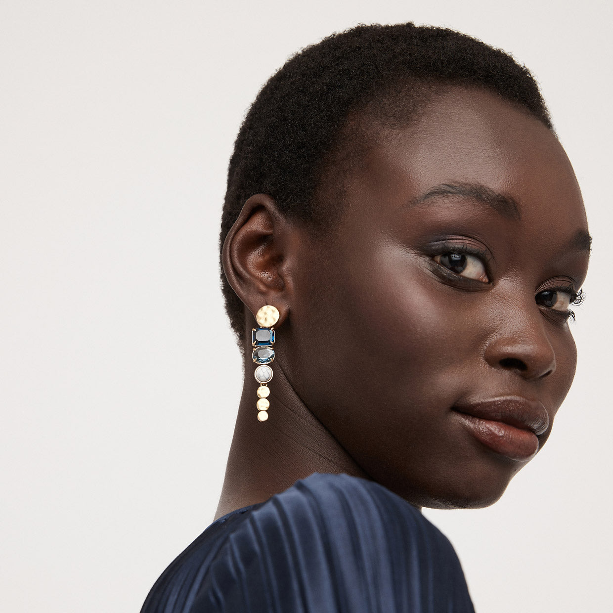 GAEA DROP EARRINGS - Navy
