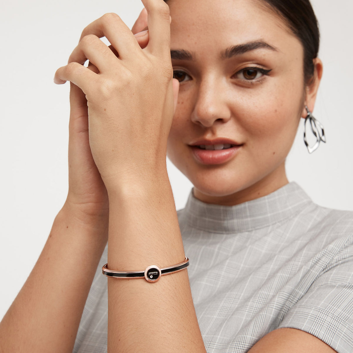 FACET HINGED BANGLE - Black Rose Gold