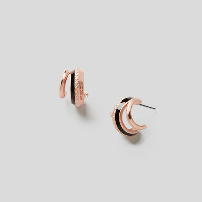 SAFE HARBOUR HOOP EARRINGS - Black Rose Gold