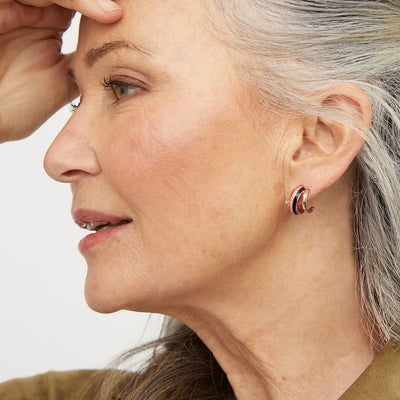 SAFE HARBOUR HOOP EARRINGS - Black Rose Gold