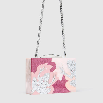 AZUREUS HARDCASE EVENING CLUTCH BAG - Raspberry