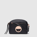 LEATHER SERENE CROSS BODY BAG - Black Rose Gold