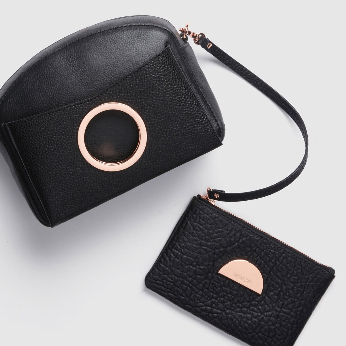 LEATHER SERENE CROSS BODY BAG - Black Rose Gold