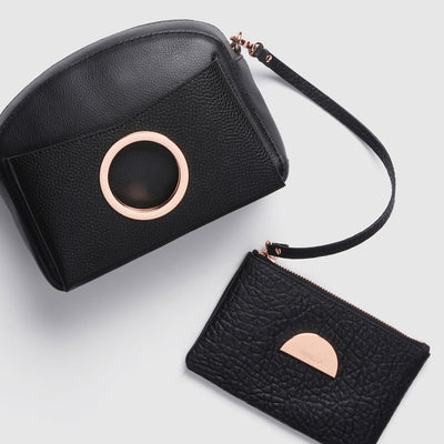 LEATHER SERENE CROSS BODY BAG - Black Rose Gold