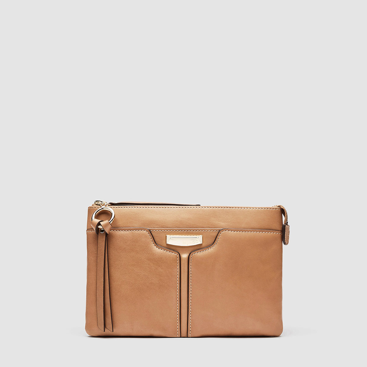 Leather Everly Cross Body Bag - Caramel