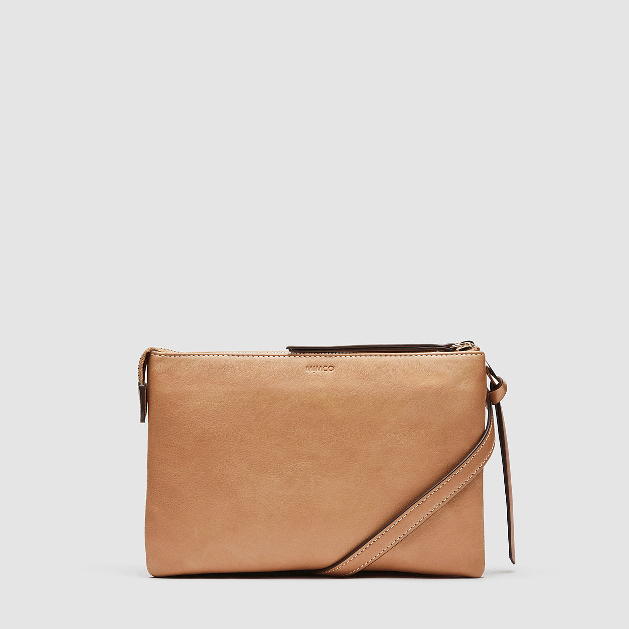 Leather Everly Cross Body Bag - Caramel