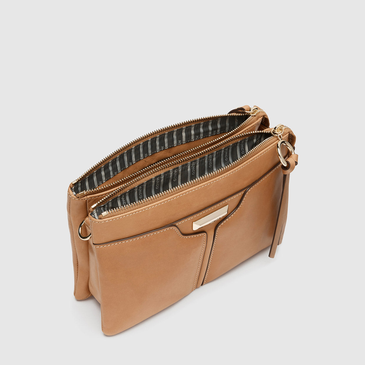 Leather Everly Cross Body Bag - Caramel