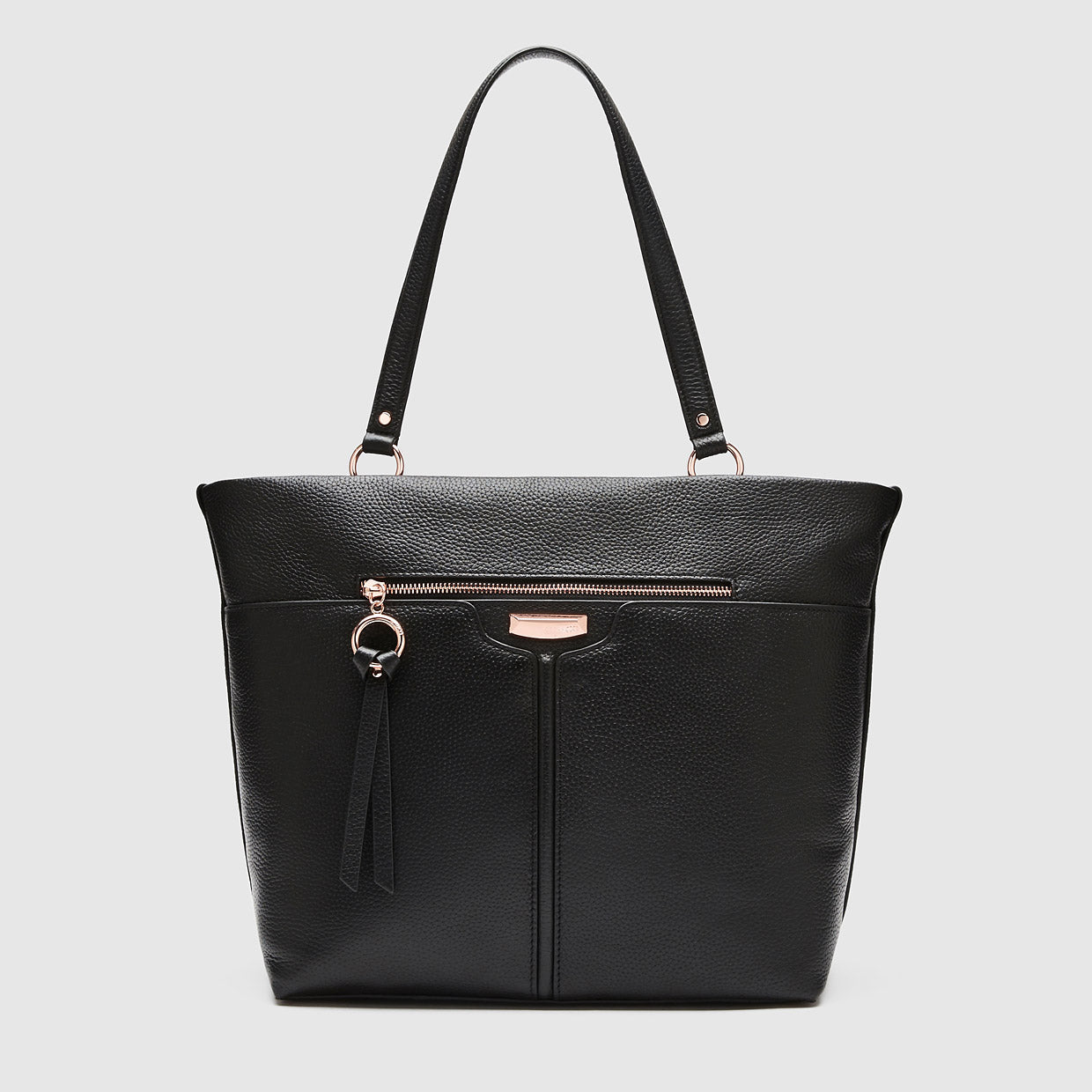 LEATHER EVERLY TOTE BAG - Black Rose Gold