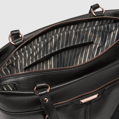 LEATHER EVERLY TOTE BAG - Black Rose Gold