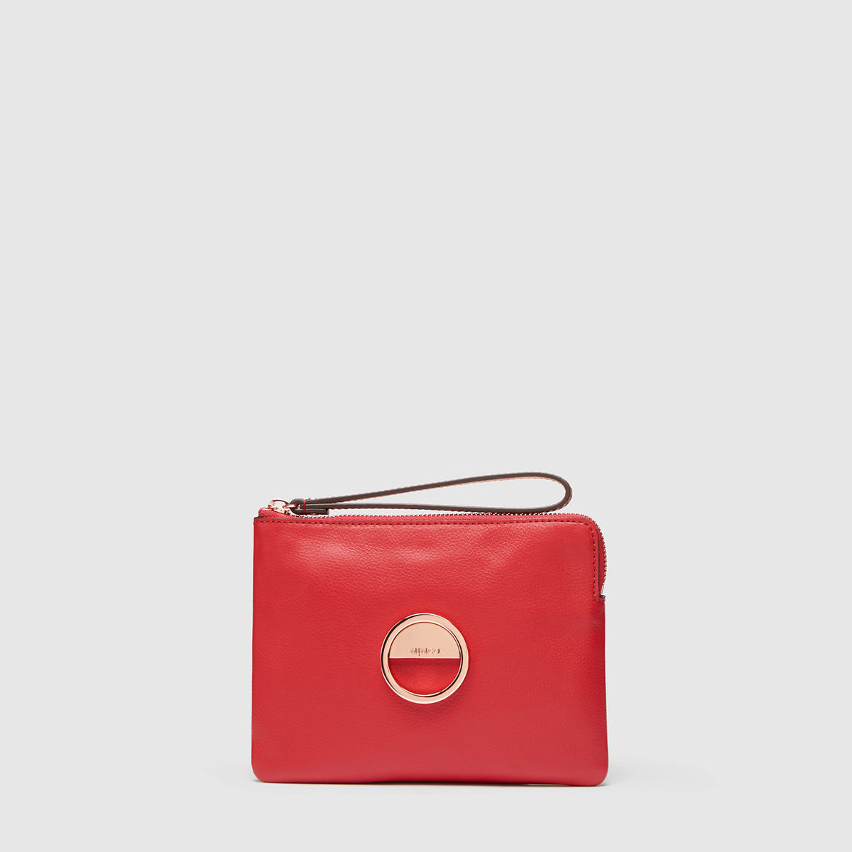 LEATHER SERENE MEDIUM POUCH - Bright Cherry