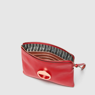 LEATHER SERENE MEDIUM POUCH - Bright Cherry