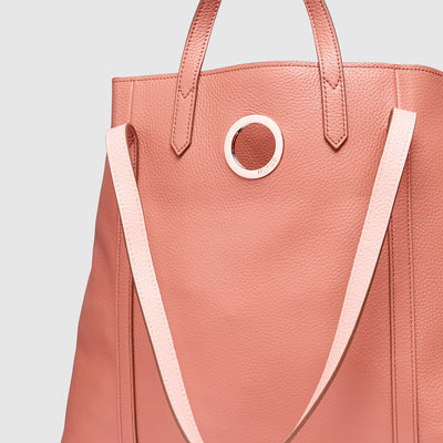LEATHER SOLIS TOTE BAG - Peach Gin