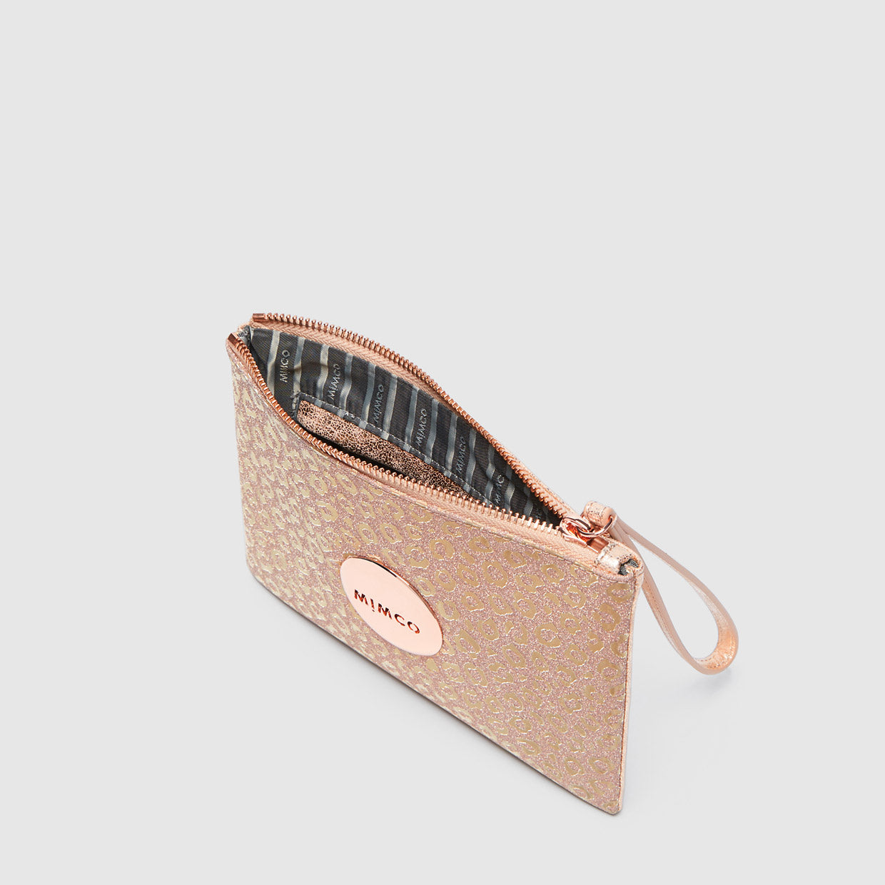 sparkle leopard medium pouch - Rose Gold