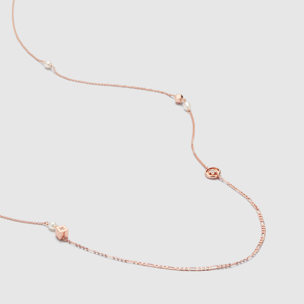 mim-charmed long necklace - Rose Gold