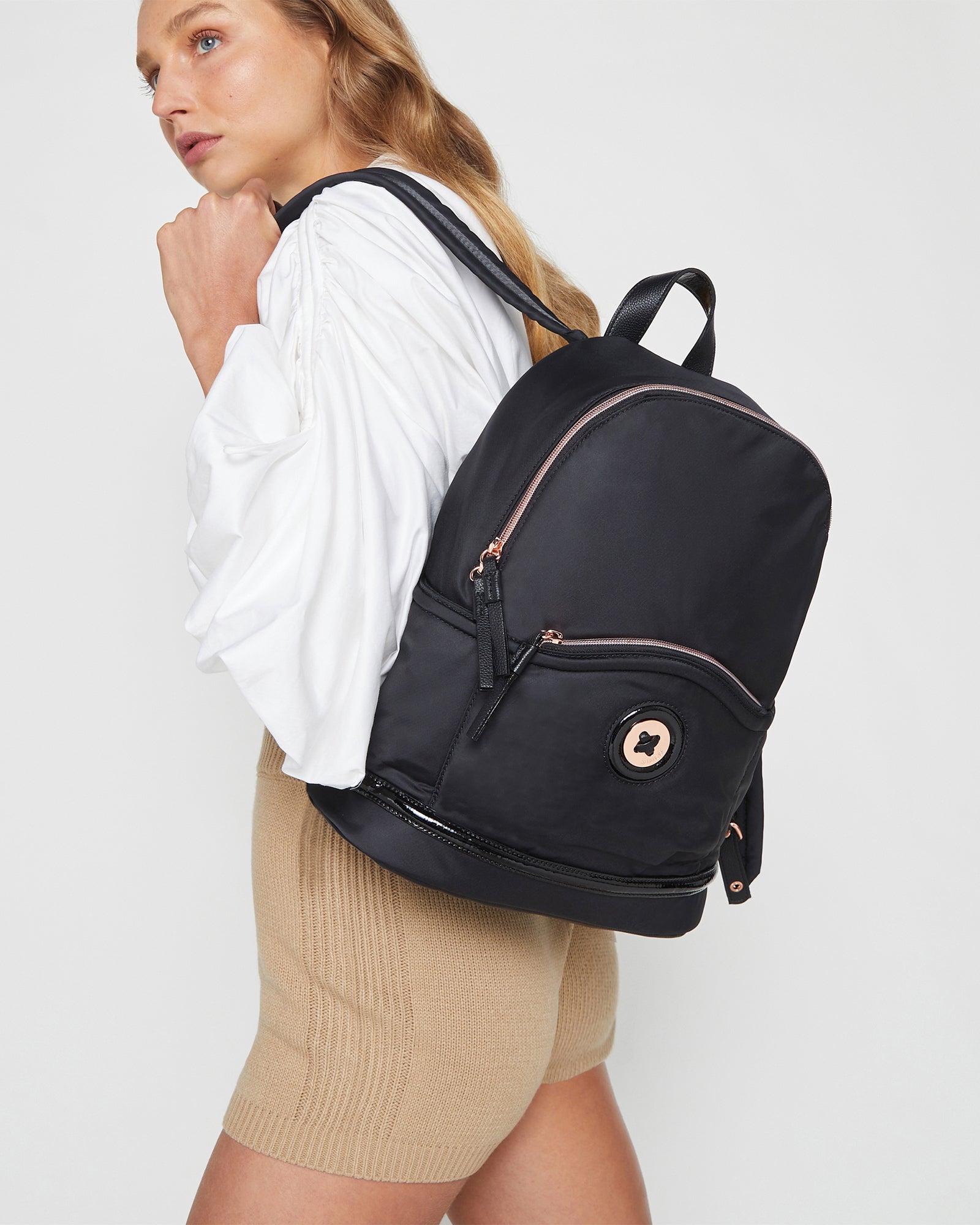 Mim-Mazing Zip Backpack - Black Rose Gold