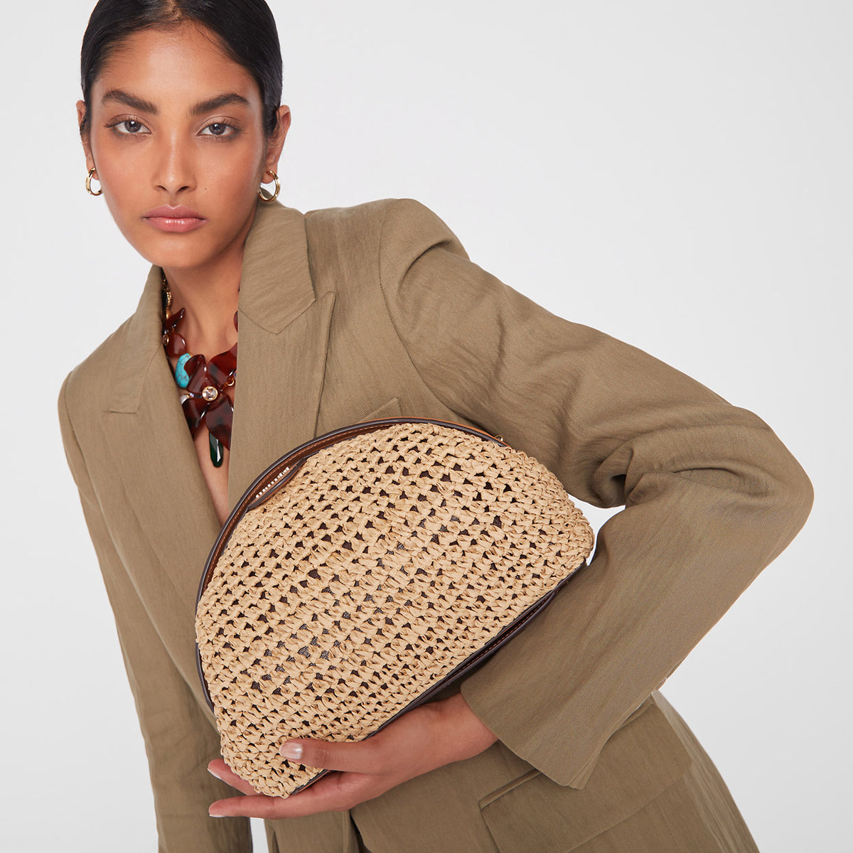 Bloom Clutch Evening Bag - Natural