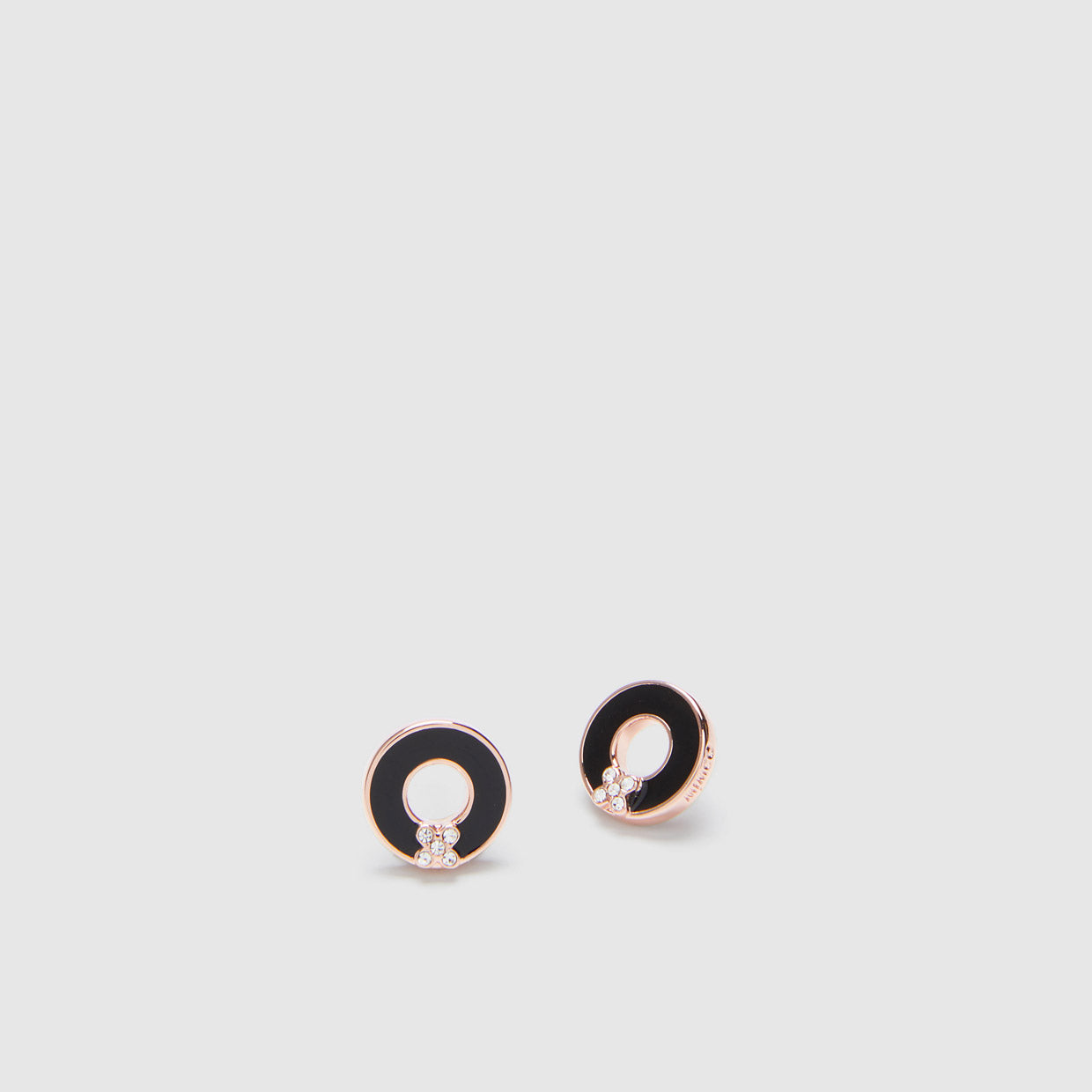 society enamel stud earrings - Black Rose Gold