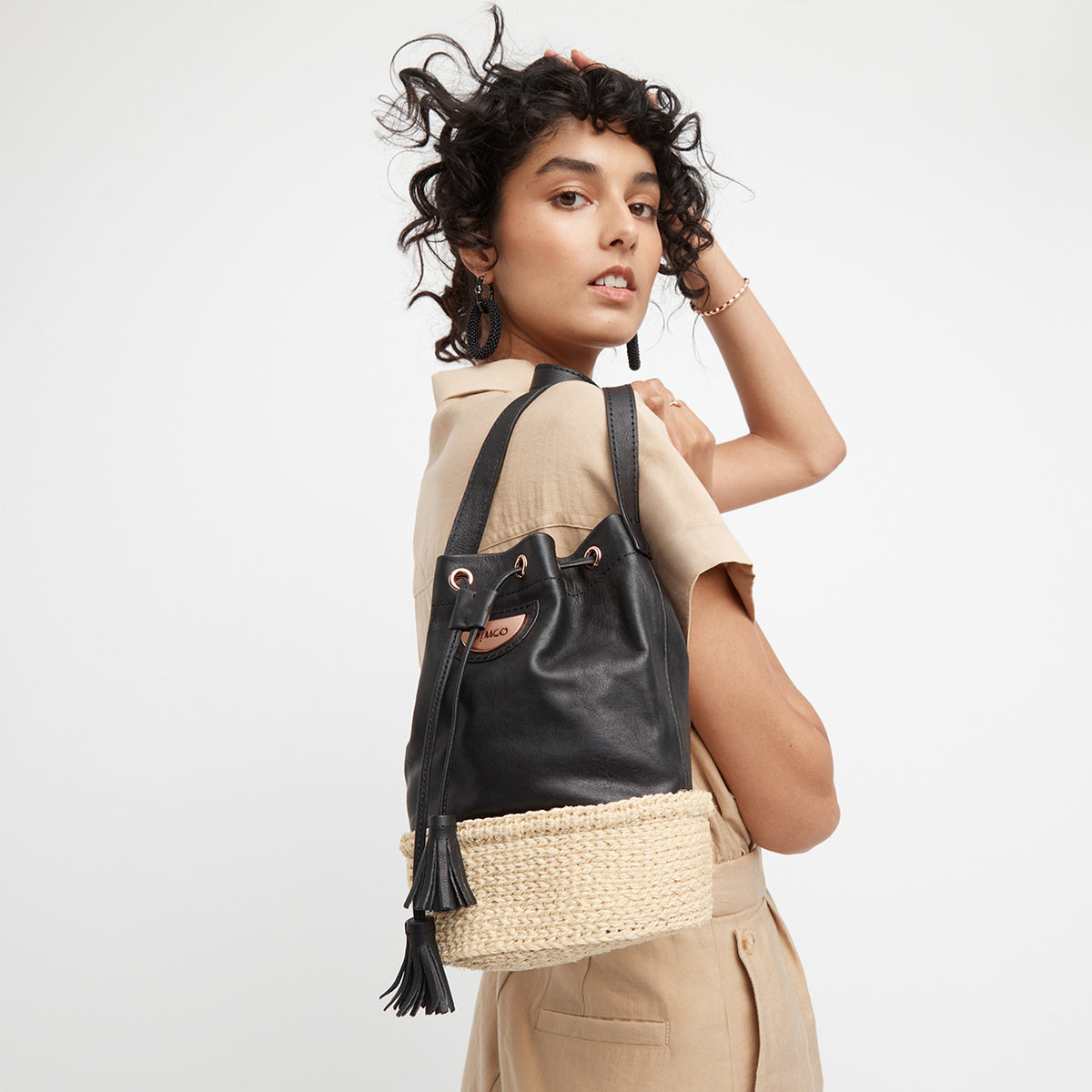 Intwine Basket Bag - Black Rose Gold