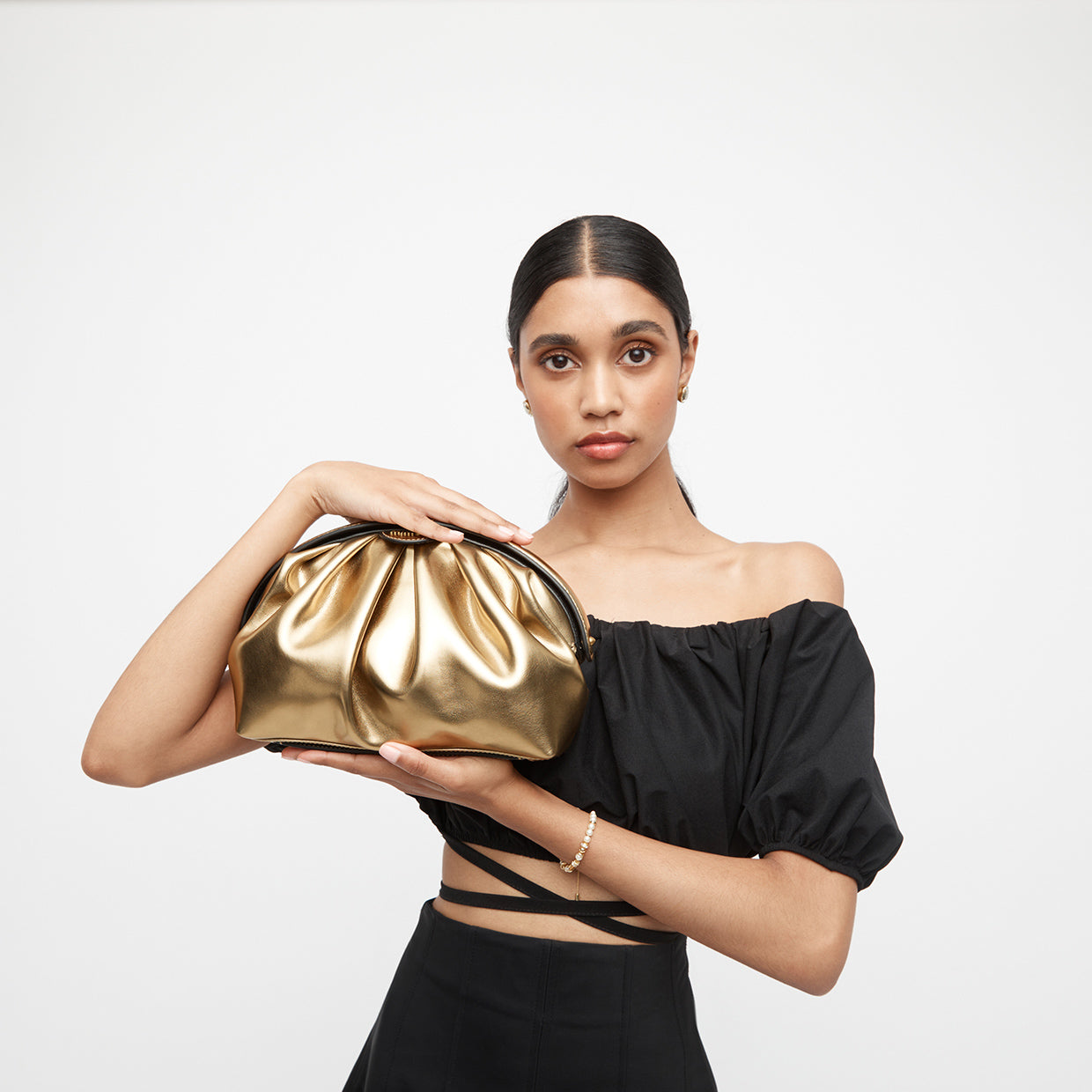Bloom Clutch Evening Bag - Old Gold