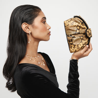 Bloom Mini Clutch Bag - Burnt Honey