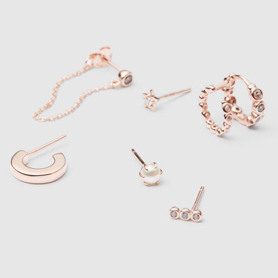 Radiant Sterling Silver Single Stud Earring - Rose Gold