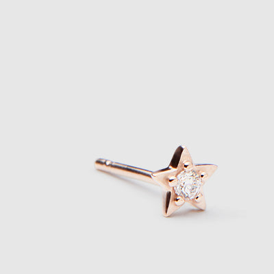 Star Blazer Sterling Silver Single Stud Earring - Rose Gold