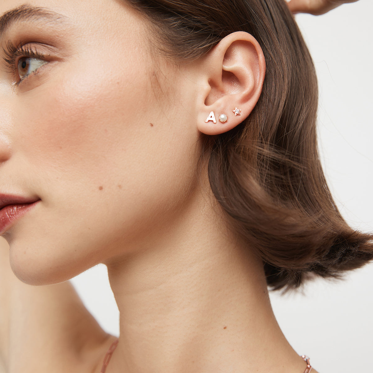 Star Blazer Sterling Silver Single Stud Earring - Rose Gold