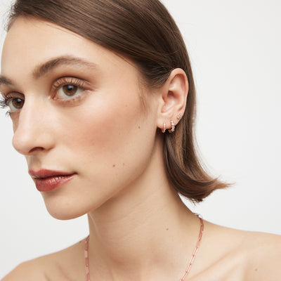 Aglow Sterling Silver Single Hoop Earring - Rose Gold