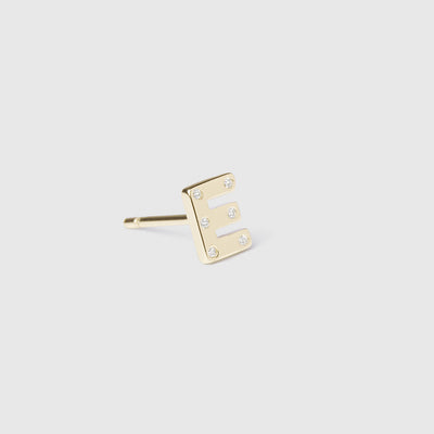 Fundamentals Sterling Silver Single Stud E - Gold