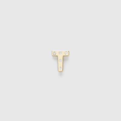 Fundamentals Sterling Silver Single Stud T - Gold