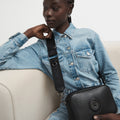 Wide Webbing Bag Strap - Black Gunmetal