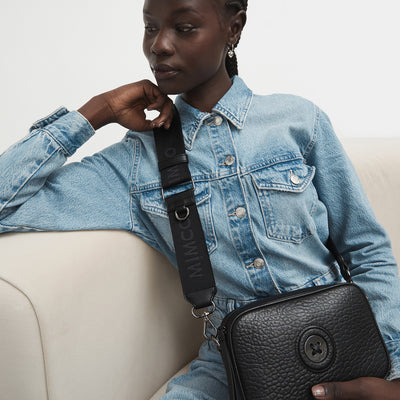 Wide Webbing Bag Strap - Black Gunmetal