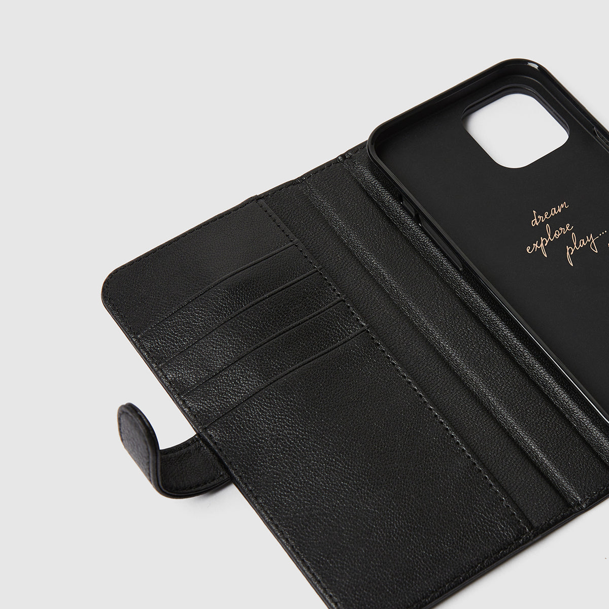 Shine Flip Case For iPhone 12 Pro Max - Black Rose Gold
