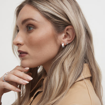 Pivot Hoop Earrings - Silver