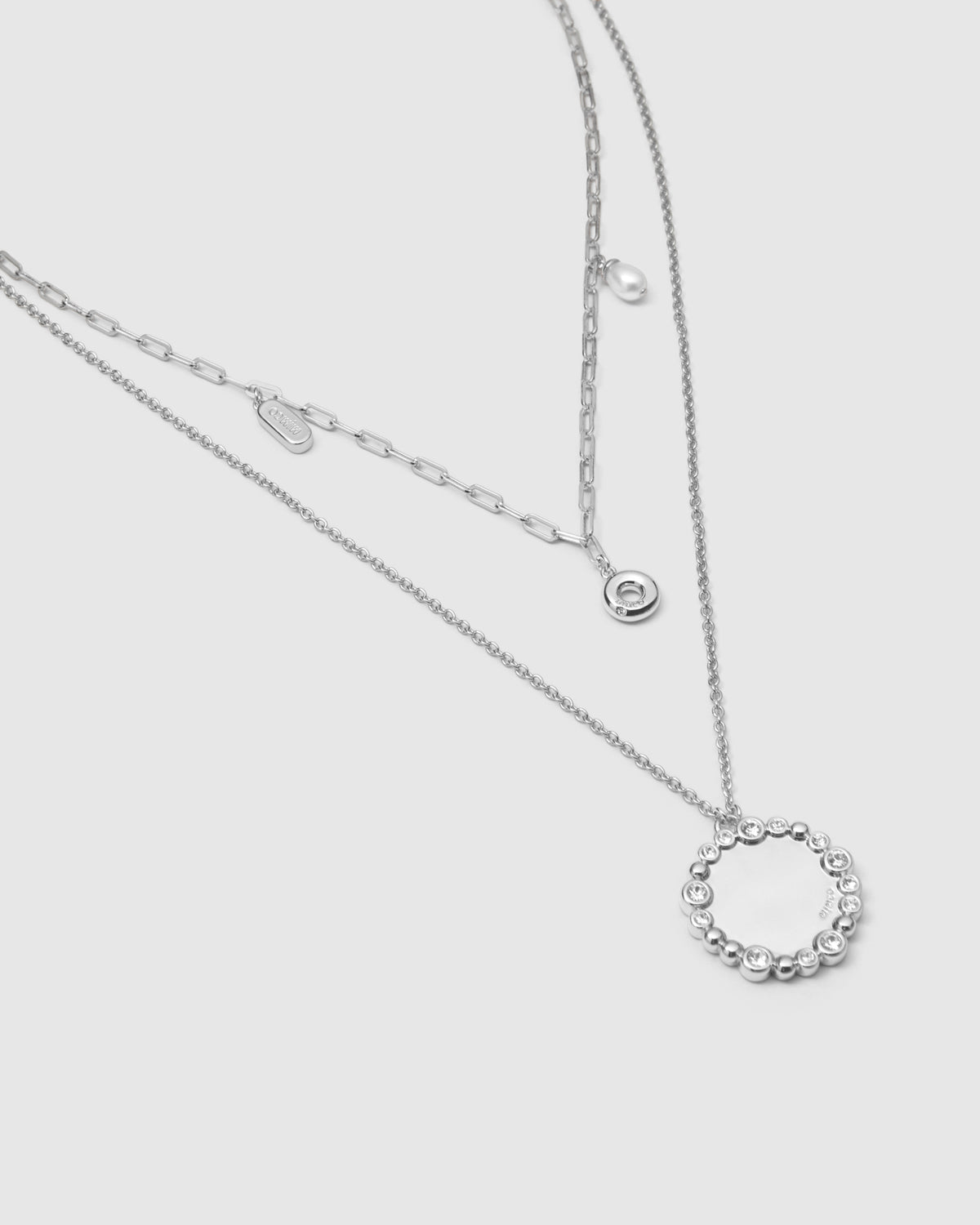 Ringlet Duo Necklace - Silver