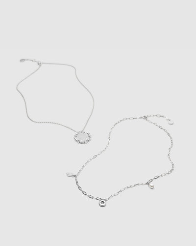 Ringlet Duo Necklace - Silver