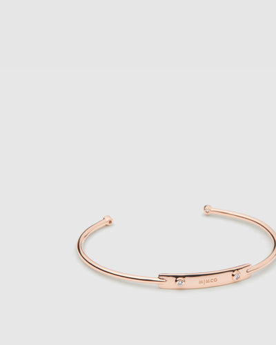 Twinkling Sterling Silver Cuff Bangle - Rose Gold