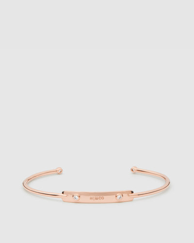 Twinkling Sterling Silver Cuff Bangle - Rose Gold