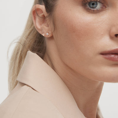 Beam Sterling Silver Single Stud Earring - Rose Gold