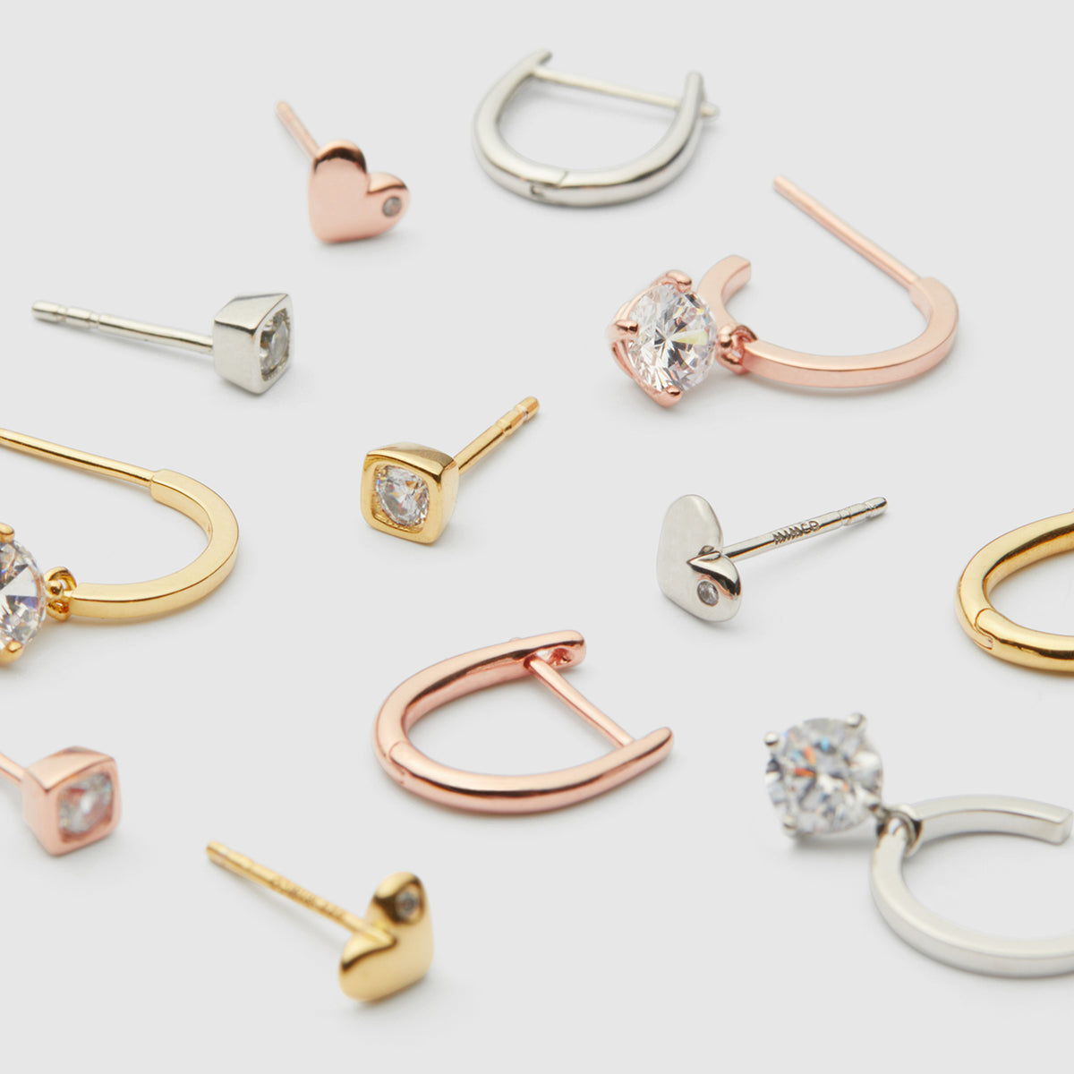 Beam Sterling Silver Single Stud Earring - Rose Gold