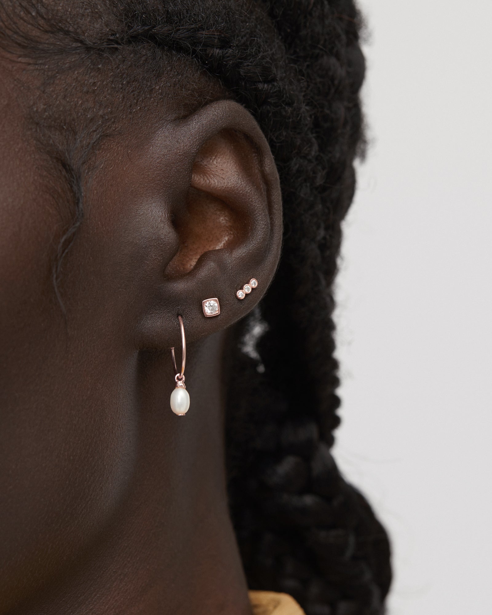 Beam Sterling Silver Single Stud Earring - Rose Gold