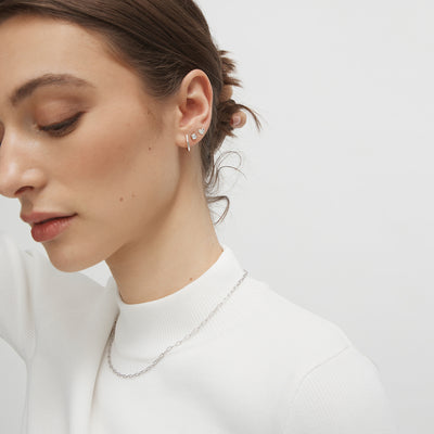 Beat Sterling Silver Single Stud Earring - Silver