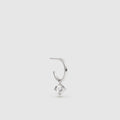 Flare Sterling Silver Single Charm Hoop Earring - Silver