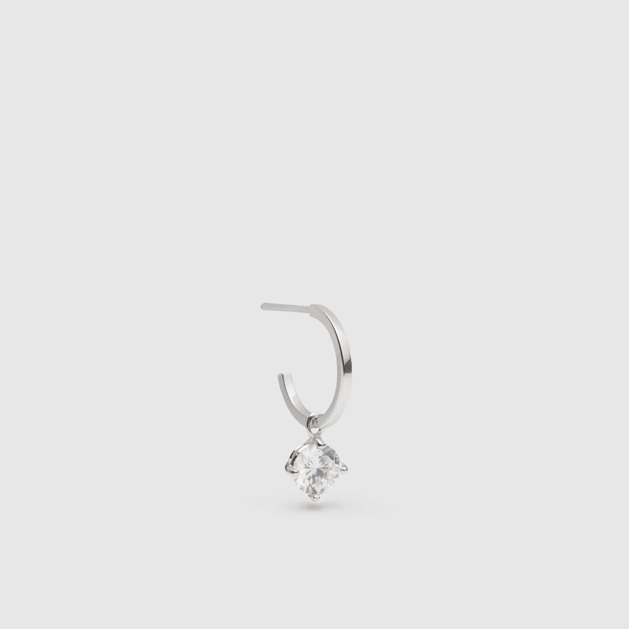 Flare Sterling Silver Single Charm Hoop Earring - Silver
