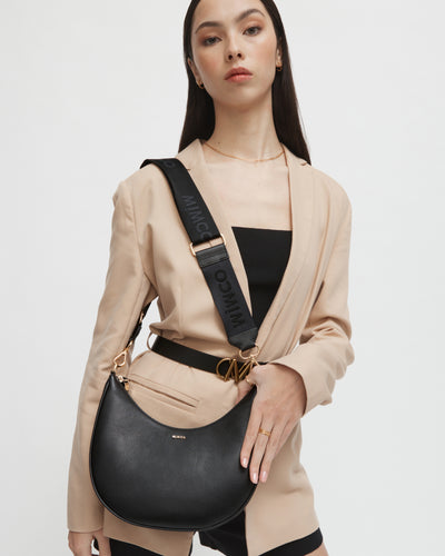Classico Crescent Crossbody Bag - Black Light Gold