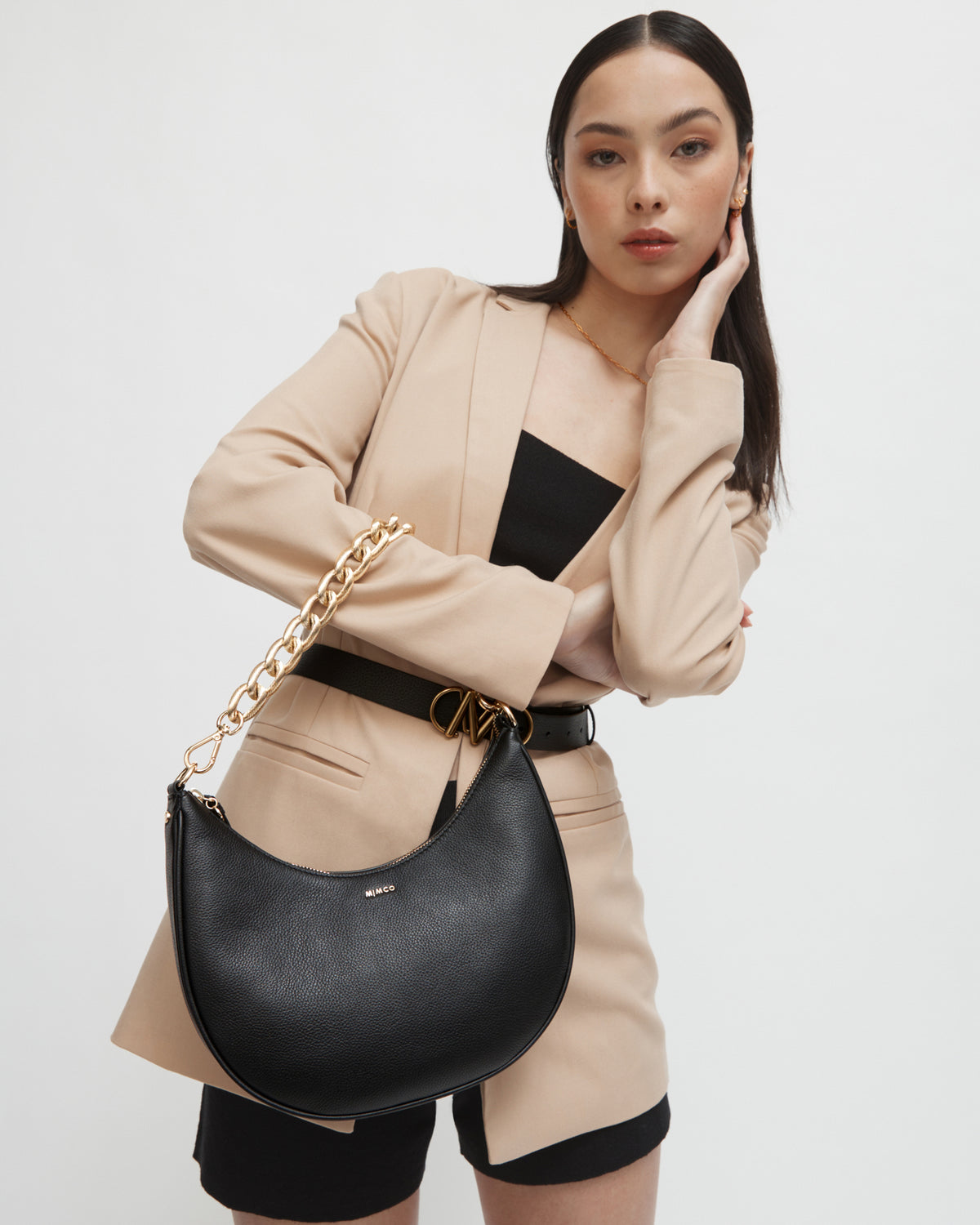 Classico Crescent Crossbody Bag - Black Light Gold