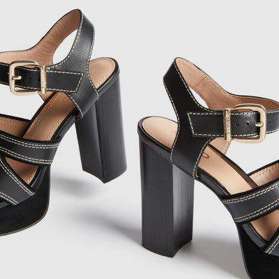 Fleck Platform Heels - Black