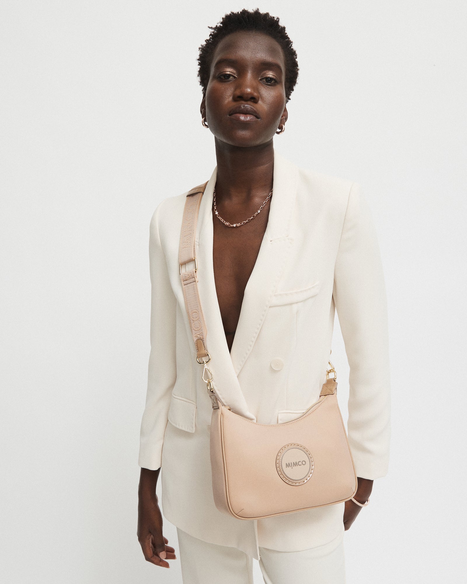 Serenity Crescent Crossbody Bag - Almond