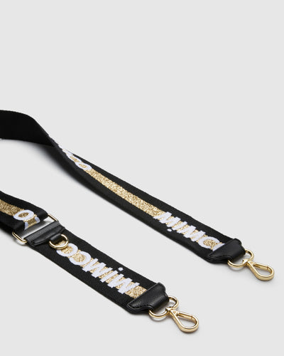 Sparkle Webbing Bag Strap - Black Light Gold