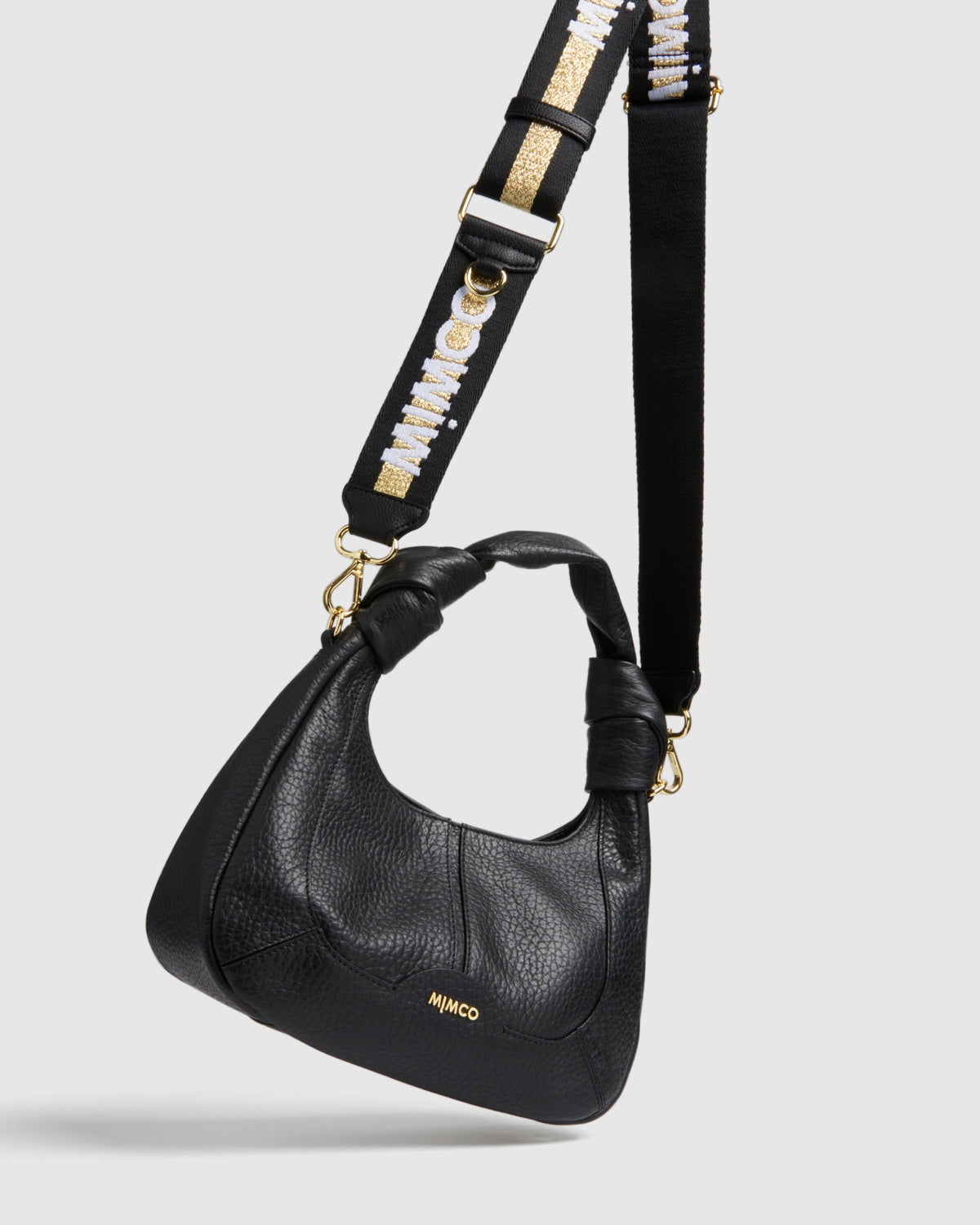 Sparkle Webbing Bag Strap - Black Light Gold